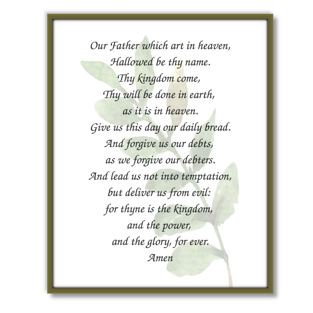 The Lords Prayer, Printable Scripture, Prayer, Christian Wall Art, Our Father Which Art in ...