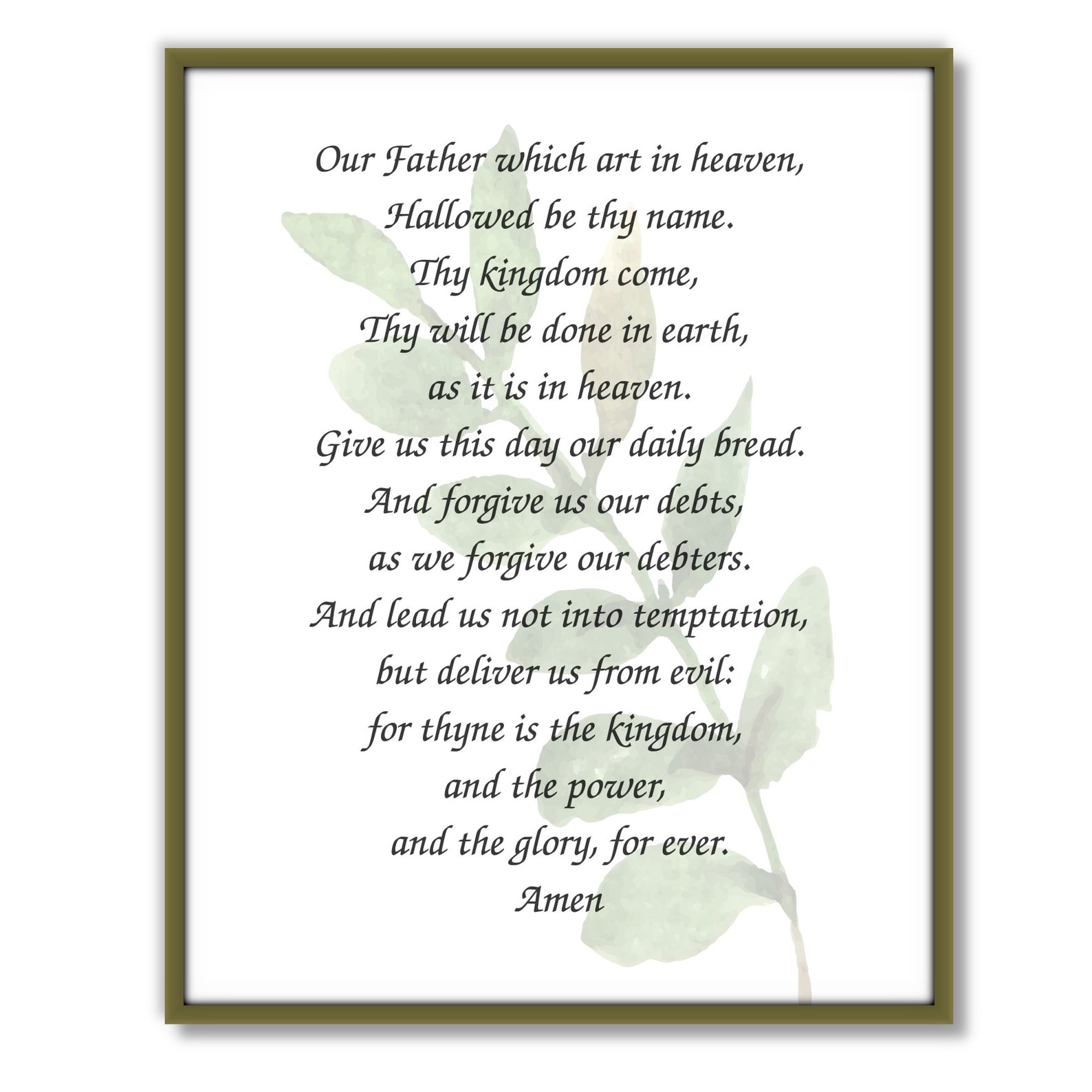 The Lords Prayer, Printable Scripture, Prayer, Christian Wall Art, Our Father Which Art in ...