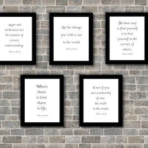Printable Gandhi quotes bundle, Gandhi Quote Wall Art, Inspirational wall art, printable quotes, 5 inspirational Gandhi quotes, downloadable