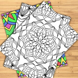Printable Mandalas, 52 mandalas, downloadable mandalas, full page mandalas, mandalas PDF, printable coloring pages