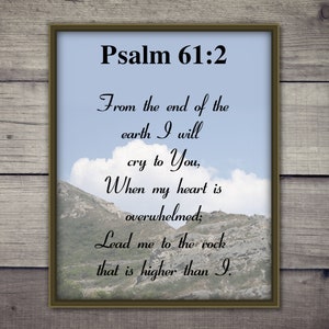 Psalm 61:2, Printable Bible Verse, printable Psalms, scripture,bible quote, Lead me to the rock, christian wall art, printable wall art,