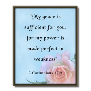 2 Corinthians 12:9, Printable bible verse, Printable scripture, christian wall art, My grace is sufficient, Corinthians, downloadable art