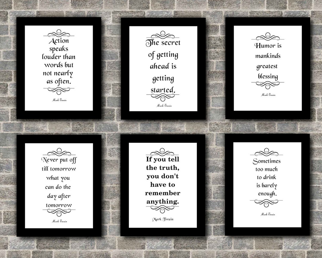 Printable Mark Twain Quotes Bundle, Printable Wall Art, 6 Humorous ...