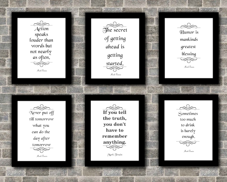 Printable Mark Twain Quotes Bundle, Printable Wall Art, 6 Humorous ...