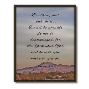Josua 1:9, Druckbare Schrift, Bibelvers, christlicher Vers, Druckbare Wandkunst, Sei stark und mutig, Keine Angst
