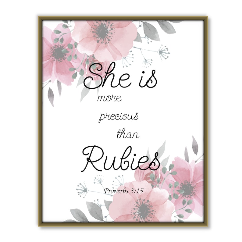 Proverbs 315, Printable Bible Verse, She is More Precious Than Rubies