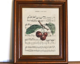 Sheet Music Wall Art, Downloadable sheet music, Cherry Leaf Rag, Printable sheet music art, printable wall art, music