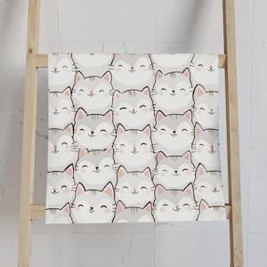 Cat Faces Hand Towel, Soft Cotton Hand Towel for Kitchen or Bathroom, Cute Cat Design, Cat Lover Gift, Feline Hand Towel, Pet Owner