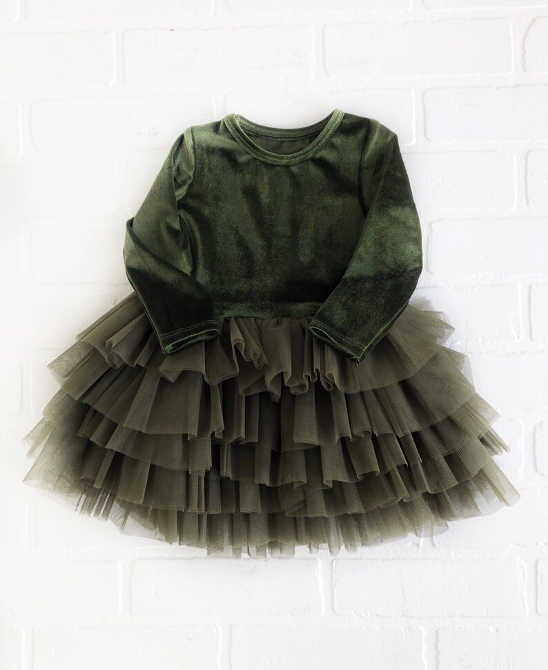 Green Velvet Dress Baby Child Girl Fall Holiday Dress Etsy