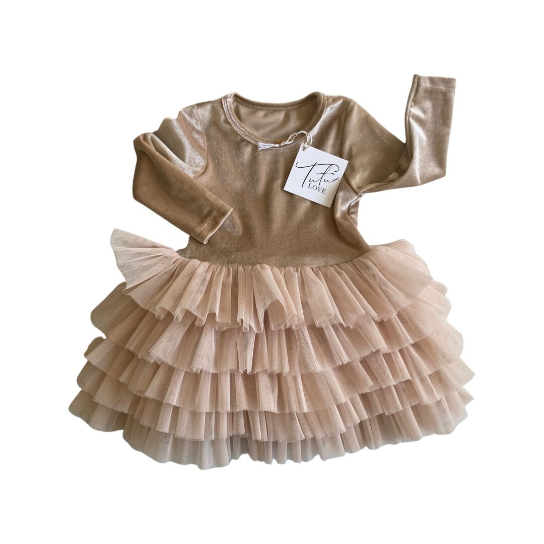 Champagne 1st Birthday Baby Girl Dress