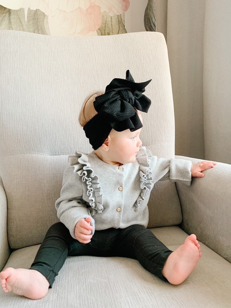 WAFFLE Big bow headband, big bow headband, big bow head wrap, oversized bow baby headband, bow head wrap, bow headband, baby turban, bows image 9