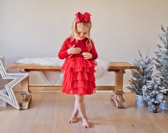 girls christmas print dress