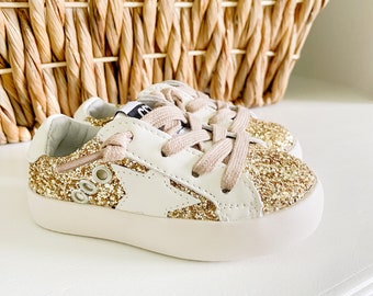 Little Girl Sneakers GOLD baby girl shoes, party shoes, girl shoes, kid sneakers, girl running shoes, toddler shoes, girl shoes