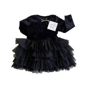BLACK Tutu Dress ~ Girl black Holiday Dress, baby fancy black dress, baby party dress, baby black dress, girl special occasions  dress