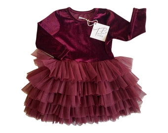 Burgundy Tutu Dress,Burgundy Girl Dress,Burgundy baby Fancy Dress,Baby party Dress, girl christmas dress,girl tutu dress, girl holiday dress