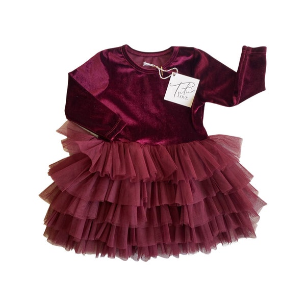 Burgundy Tutu Dress,Burgundy Girl Dress,Burgundy baby Fancy Dress,Baby party Dress, girl christmas dress,girl tutu dress, girl holiday dress