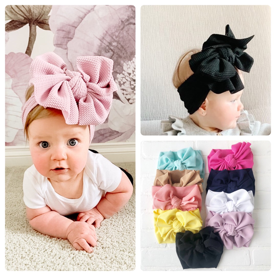 Pink Bow Girl Headbands Infant Head Wrap Bows Double Bow Headband