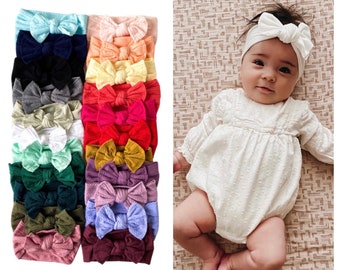 Baby Headbands, baby headband, baby bow headband, oversized bow headband, large bow baby headband, wide nylon headband, knot headband,