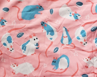 Pink Blue White Rat Lover Button Up Short Sleeve Shirt