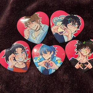 BLVN YAOI Protagonist Holographic Heart Buttons