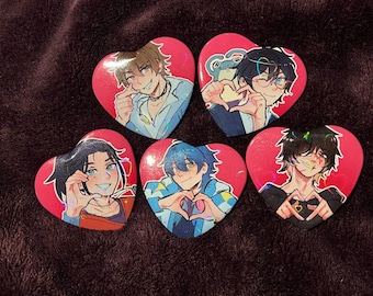 BLVN YAOI Protagonist Holographic Heart Buttons