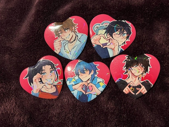BLVN YAOI Protagonist Holographic Heart Buttons