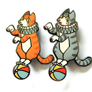 Jester Cat on a Ball 1.75 Inch Hard Enamel Pin