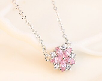 Sakura Cherry Blossom Gemstone Necklace