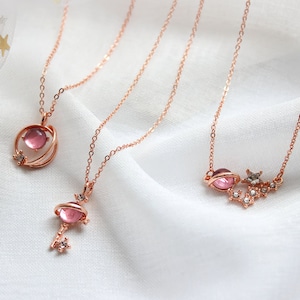Celestial Themed Planet Rose Gold Necklace