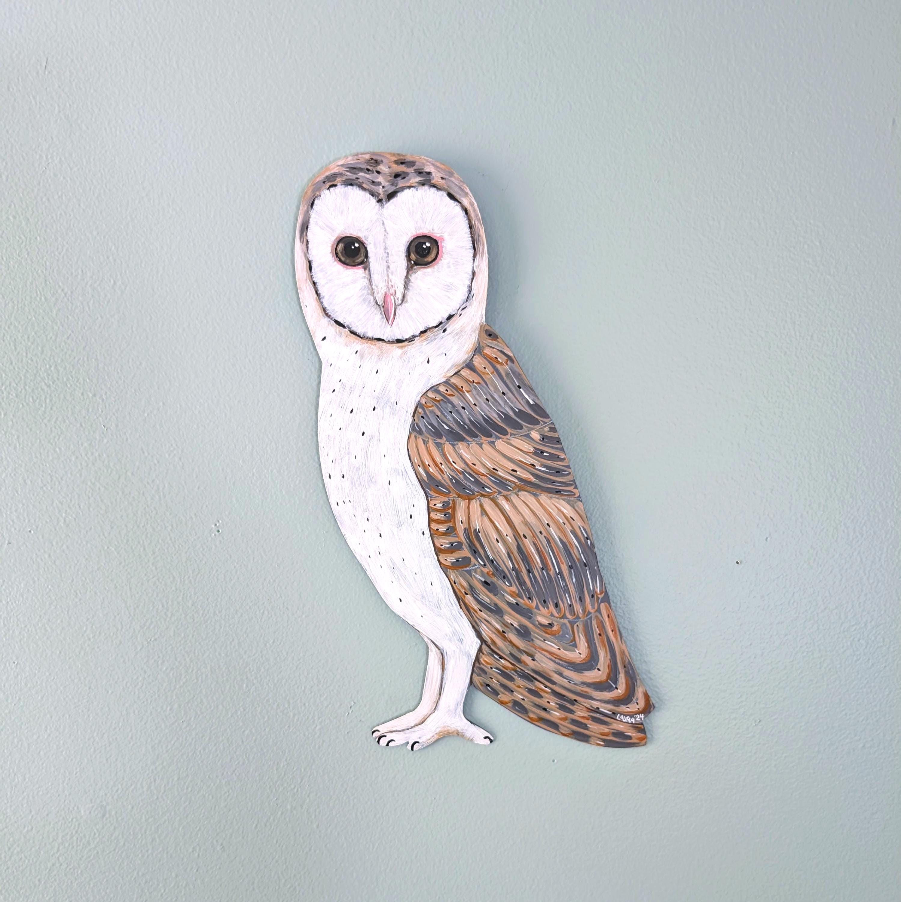 Hand Painted Barn Owl Wall Art: Metal Woodland Decor - Etsy