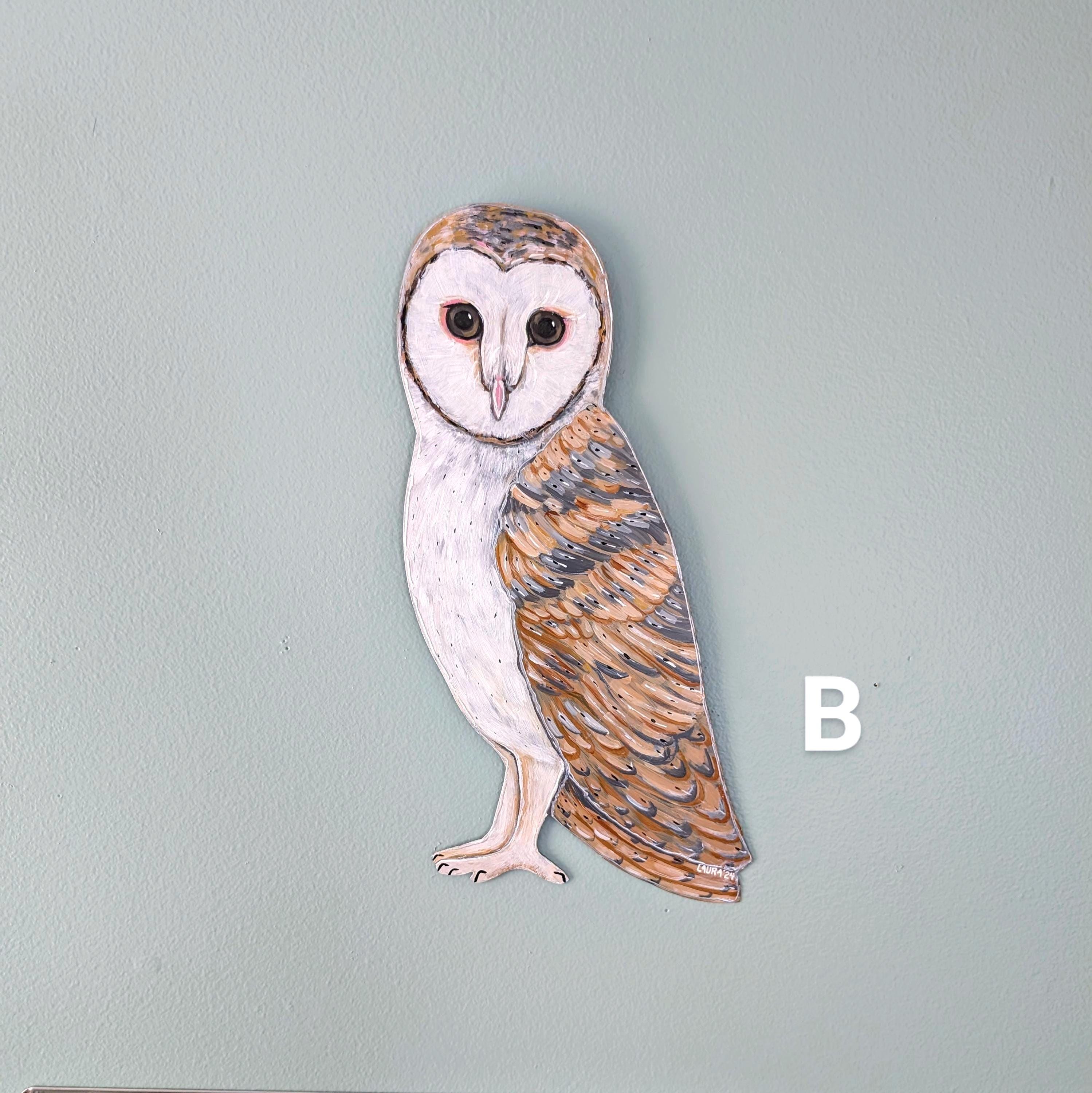 Hand Painted Barn Owl Wall Art: Metal Woodland Decor - Etsy