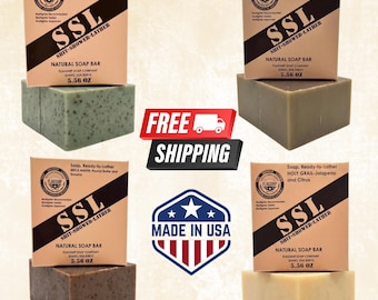 Military Care Package Natural Soap Set - MRE Menu 4-Pack Tactical Bar Soap Bundle - Funny Veteran Gift for Him - Grooming Box for Men