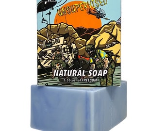 Unsupervised Natural Soap for Men – Leather, Pepper, Wood Scent | Cold Process Bar | Veteran Made Gift | Masculine Soap | USA Patriotic
