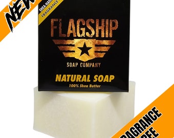 Unscented Shea Butter Soap for Men | Natural Soap for Sensitive Skin | Cold Processed Bar | Veteran Owned | Dry Skin Relief | Fragrance Free