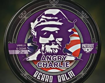 Angry Charlie Beard Balm - Proceeds to Gold Star Families - Vanilla & Cedar Scent - 2oz Natural Beard Styler - Aaron Butler Memorial Fund