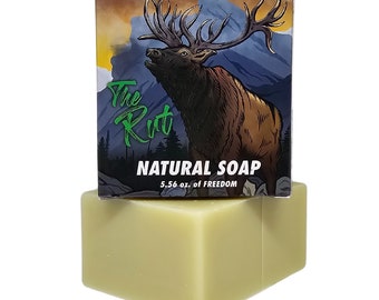 Pine and Cedarwood Natural Soap, The Rut, made for hunters and hunting!  Smells Like the woods and mountains and makes a great gift!