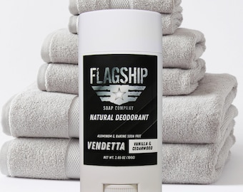 Natural Men's Deodorant, 24 Hour Protection, Aluminum and Baking Soda Free, Vendetta Cedarwood and Vanilla Scent, Veteran Owned