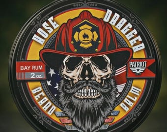 Hose Dragger Beard Balm - Heavy Duty Firefighter Gift - Bay Rum & Masculine Scent - 2oz Natural Beard Styler - Veteran Owned First Responder
