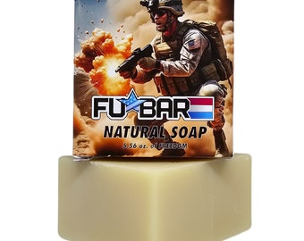 FUBAR Natural Men's Soap Bar, handmade, natural oils, moisturizing, long lasting, rich creamy lather, masculine, veteran made and owned