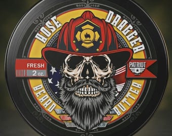 Hose Dragger Beard Butter - Fresh Barbershop Scent - Firefighter Gift - Thin Red Line Grooming - Veteran Owned Men's Beard Conditioner, 2oz