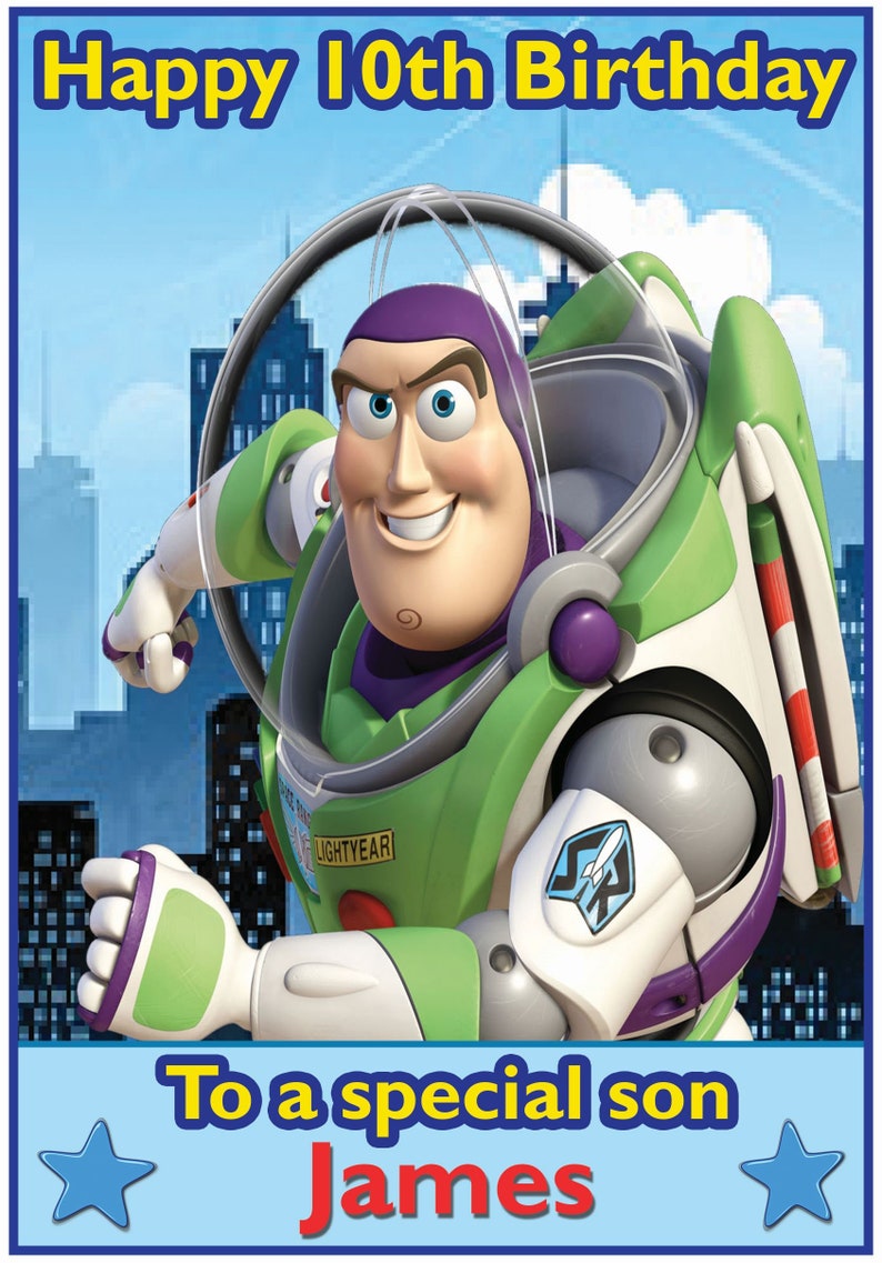 Personalised Buzz Lightyear Birthday Card Etsy Personalised Buzz Lightyear Birthday Card Etsy