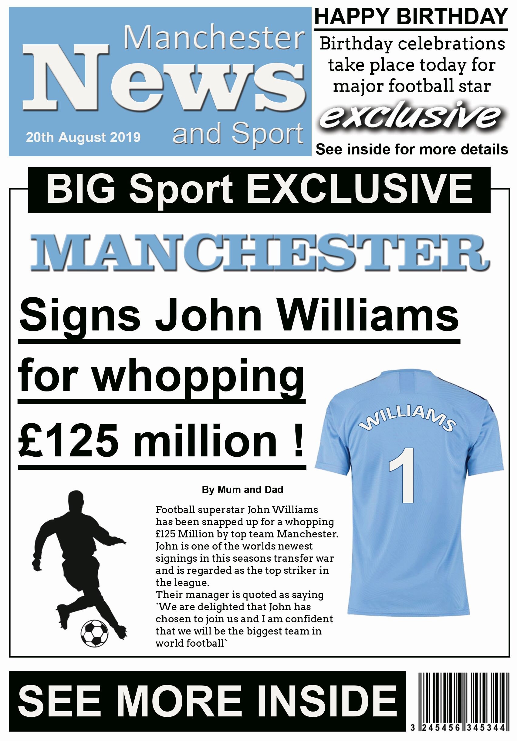 Kevin De Bruyne Man City Personalised Birthday Card Son Dad Father Grandad Son