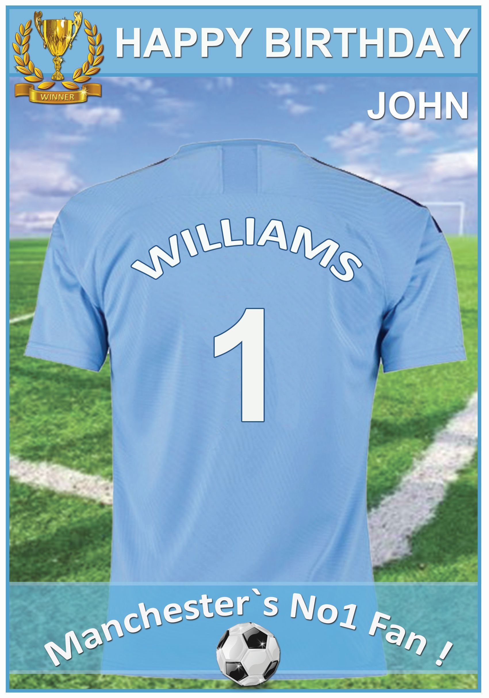 any name//number!! SUNDERLAND FOOTBALL FAN /'HEADLINE/' Personalised Birthday Card