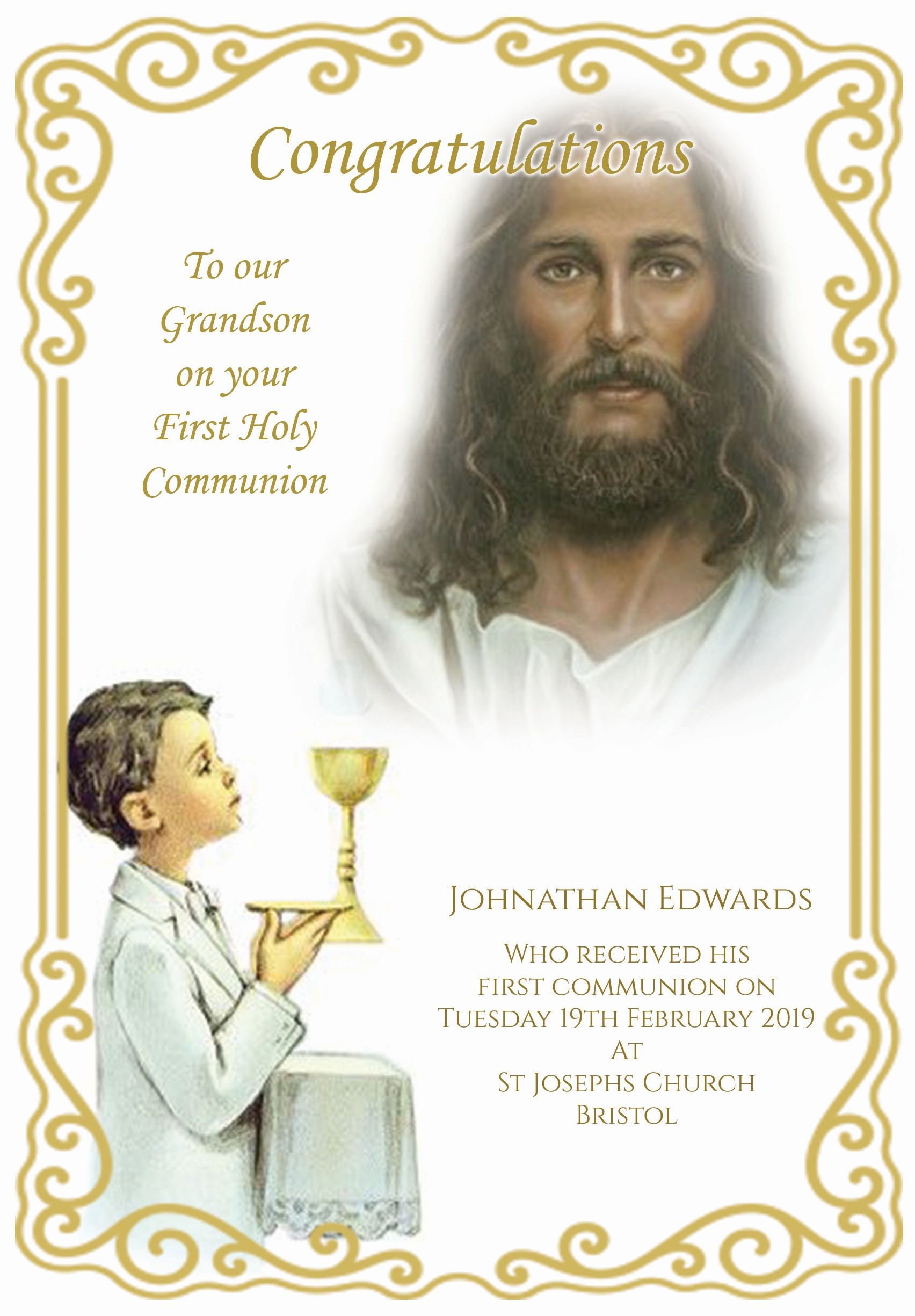 Personalised Holy Communion Card 2 Designs 