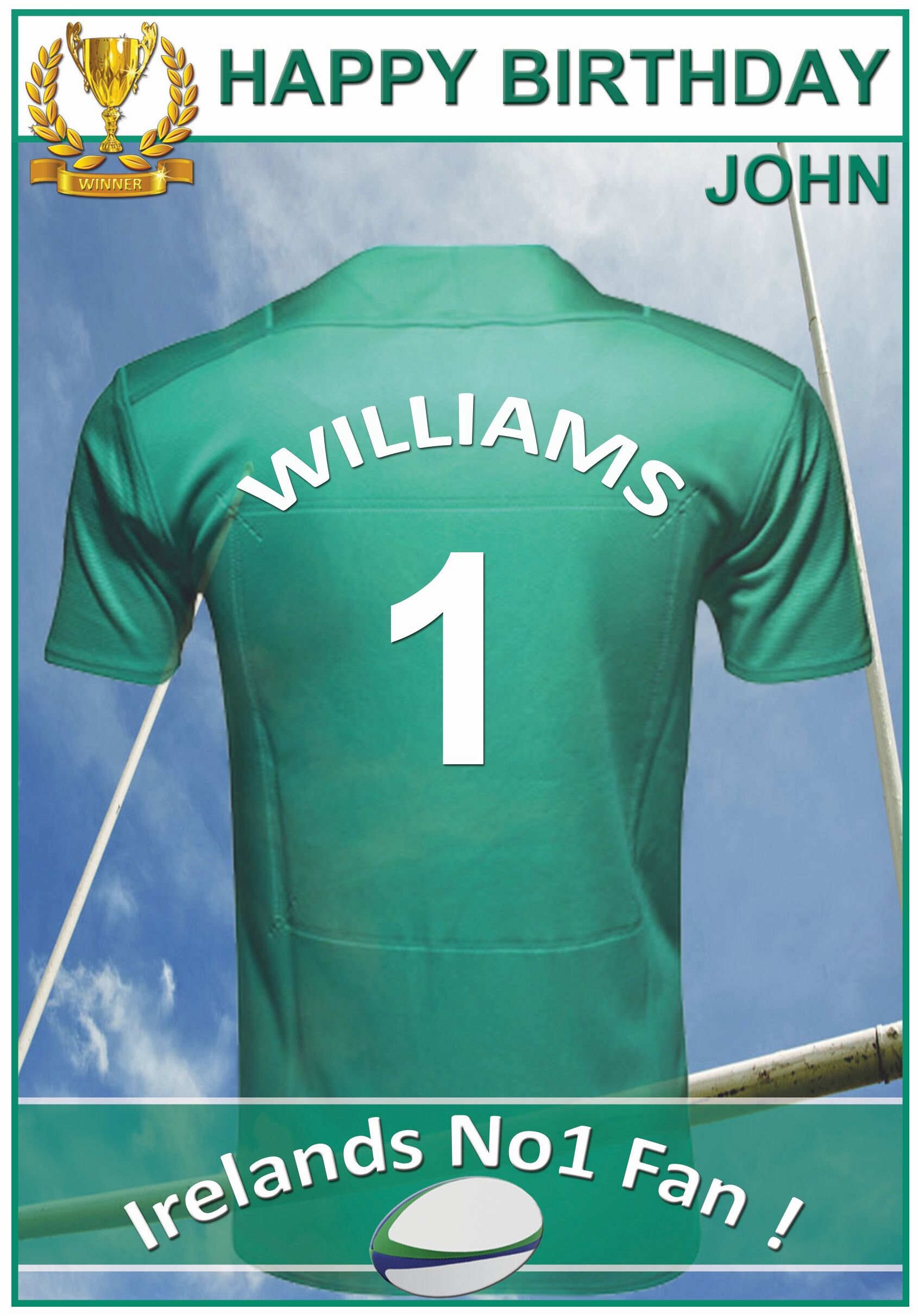 personalised irish rugby jersey