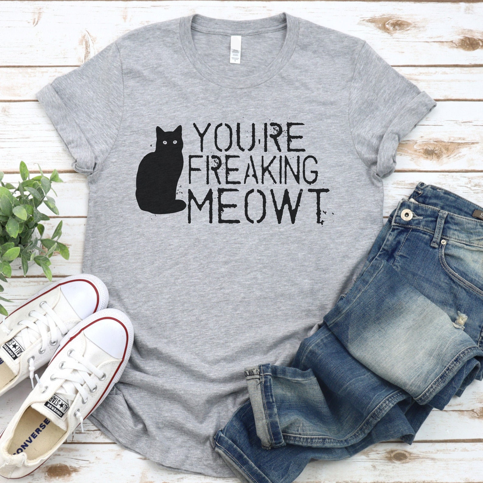 Women's Funny Cat TShirt YOURE FREAKING MEOWT Cat Lover Etsy
