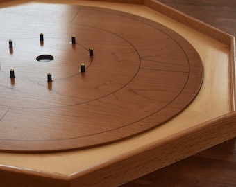 The Cherry Hill Blossom Crokinole Board - Small Traditional Game Set - 23.5 Inch Playing Surface