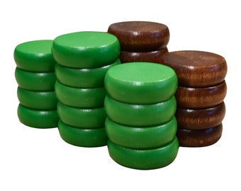 26 Crokinole Discs (Green & Walnut Stain)