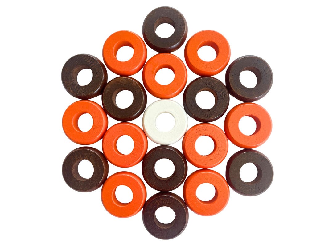 32 Orange and Walnut Carrom / Pichenotte Rings - Anneaux De Pichenottes ...