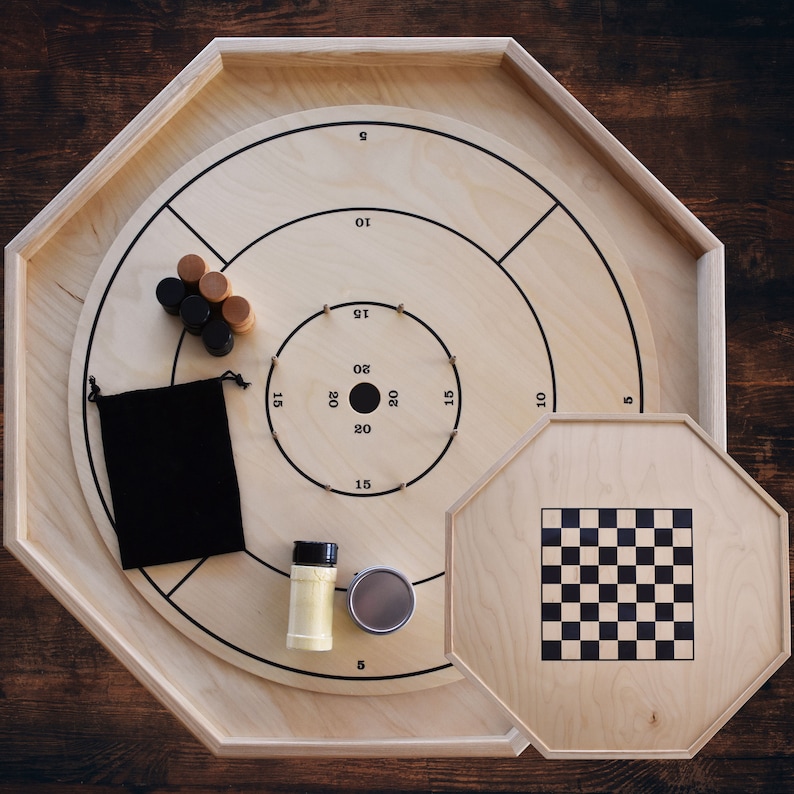 The Gold Standard - Traditional Octagon Crokinole Board Game Set 
